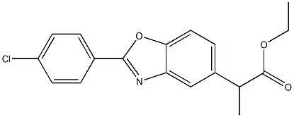 2-(4-クロロフェニル)-α-メチル-5-ベンゾオキサゾール酢酸エチル 化学構造式