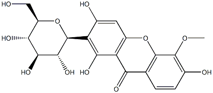 2-β-D-Glucopyranosyl-1,3,6-trihydroxy-5-methoxy-9H-xanthen-9-one Struktur