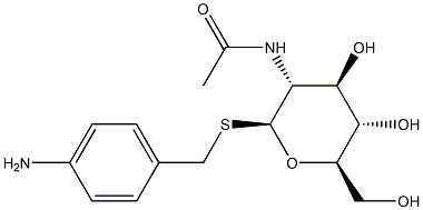 P-AMINOBENZYL-1-THIO-2-ACETAMIDO-2-DEOXY -B-D-GLUCO Struktur