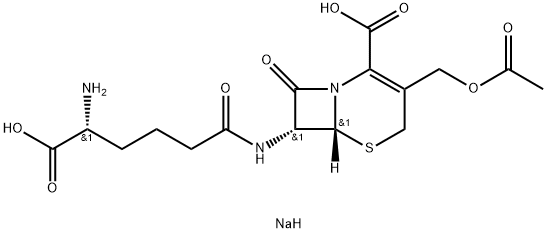 (7R)-3-(アセチルオキシメチル)-7-[[(R)-5-アミノ-5-カルボキシ-1-オキソペンチル]アミノ]セファム-3-エン-4-カルボン酸4-ナトリウム 化学構造式