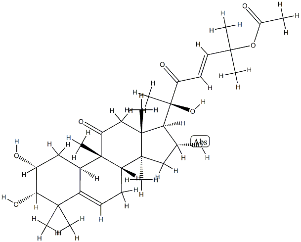 (10α,23E)-25-(アセチルオキシ)-2α,3α,16α,20-テトラヒドロキシ-9β-メチル-19-ノルラノスタ-5,23-ジエン-11,22-ジオン 化学構造式