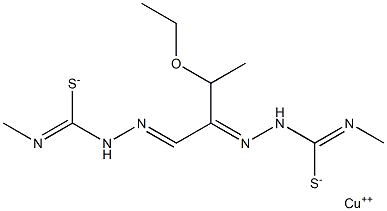 (3-ethoxy-2-oxobutraldehyde bis(N(4),N(4)-dimethylthiosemicarbazonato))copper(II) Struktur