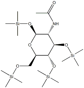 2-アセチルアミノ-1-O,3-O,4-O,6-O-テトラキス(トリメチルシリル)-2-デオキシ-β-D-グルコピラノース 化学構造式