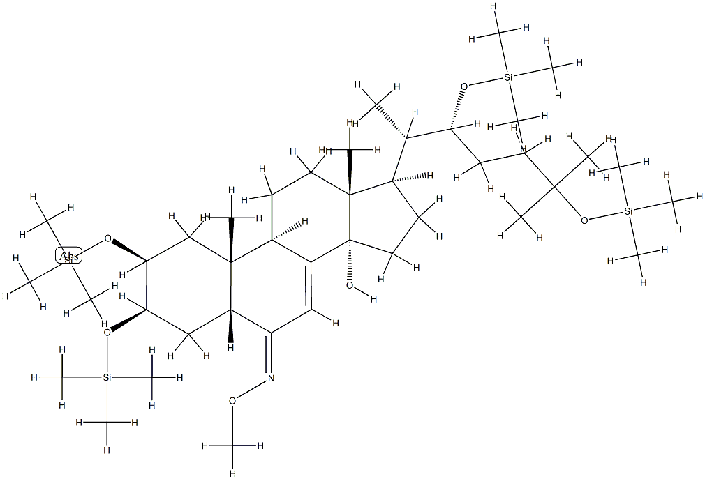 (22R)-14-Hydroxy-2β,3β,22,25-tetrakis[(trimethylsilyl)oxy]-5β-cholest-7-en-6-one O-methyl oxime Struktur