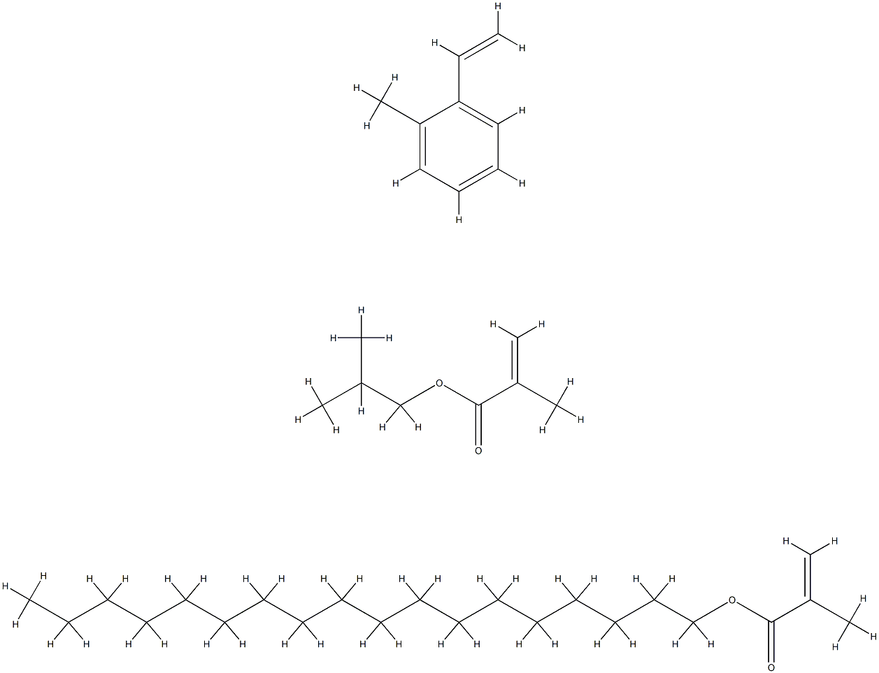 2-Propenoic acid, 2-methyl-, 2-methylpropyl ester, polymer with ethenylmethylbenzene and octadecyl 2-methyl-2-propenoate Struktur