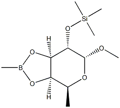 Methyl 3-O,4-O-(methylboranediyl)-2-O-(trimethylsilyl)-6-deoxy-α-L-galactopyranoside Struktur