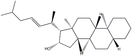 (22E)-5α-コレスタ-22-エン-16β-オール 化学構造式