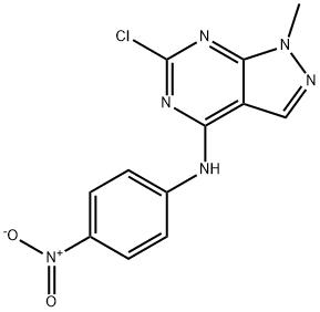 3-chloro-9-methyl-N-(4-nitrophenyl)-2,4,8,9-tetrazabicyclo[4.3.0]nona- 1,3,5,7-tetraen-5-amine 结构式