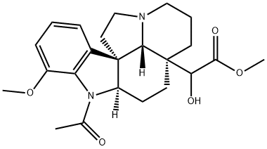 1-アセチル-20-ヒドロキシ-17-メトキシアスピドスペルミジン-21-酸メチル 化学構造式