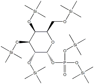 2-O,3-O,4-O,6-O-Tetrakis(trimethylsilyl)-α-D-galactopyranose [phosphoric acid bis(trimethylsilyl)] ester Struktur