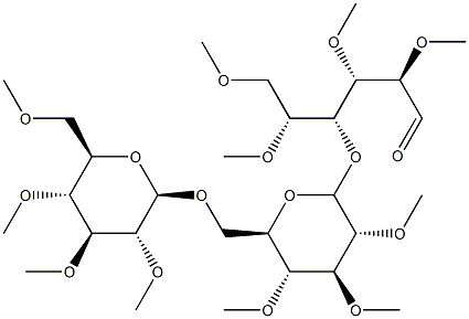 4-O-[6-O-(2-O,3-O,4-O,6-O-テトラメチル-α-D-グルコピラノシル)-2-O,3-O,4-O-トリメチル-α-D-グルコピラノシル]-2-O,3-O,5-O,6-O-テトラメチル-D-グルコース 化学構造式