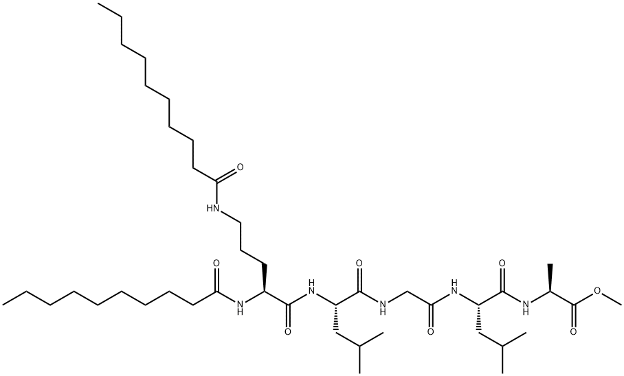 N2,N5-Bis(1-oxodecyl)-L-Orn-L-Leu-Gly-L-Leu-L-Ala-OMe Struktur