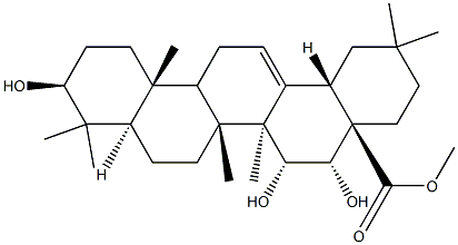 3β,15α,16α-トリヒドロキシオレアナ-12-エン-28-酸メチル 化学構造式