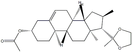 3β-(アセチルオキシ)-16α-メチルプレグナ-5-エン-20-オンエチレンアセタール 化学構造式