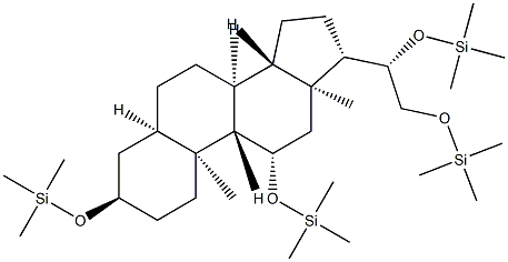 [[(20S)-5β-プレグナン-3α,11β,20,21-テトライル]テトラ(オキシ)]テトラキス(トリメチルシラン) 化学構造式