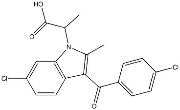 3-(p-Chlorobenzoyl)-6-chloro-α,2-dimethyl-1H-indole-1-acetic acid Structure
