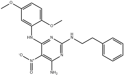 N~4~-(2,5-dimethoxyphenyl)-5-nitro-N~2~-(2-phenylethyl)pyrimidine-2,4,6-triamine Struktur