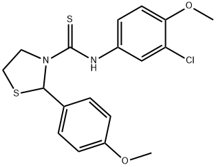 3-Thiazolidinecarbothioamide,N-(3-chloro-4-methoxyphenyl)-2-(4-methoxyphenyl)-(9CI),590378-76-0,结构式