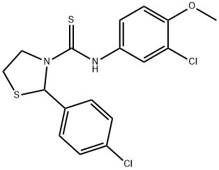 3-Thiazolidinecarbothioamide,N-(3-chloro-4-methoxyphenyl)-2-(4-chlorophenyl)-(9CI),590378-98-6,结构式