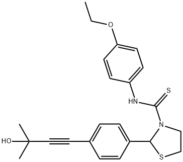 3-Thiazolidinecarbothioamide,N-(4-ethoxyphenyl)-2-[4-(3-hydroxy-3-methyl-1-butynyl)phenyl]-(9CI),590379-00-3,结构式