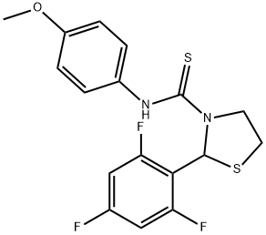 3-Thiazolidinecarbothioamide,N-(4-methoxyphenyl)-2-(2,4,6-trifluorophenyl)-(9CI),590379-67-2,结构式