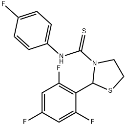 3-Thiazolidinecarbothioamide,N-(4-fluorophenyl)-2-(2,4,6-trifluorophenyl)-(9CI),590379-70-7,结构式