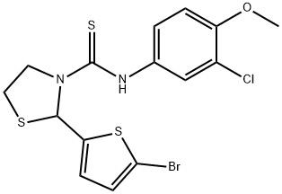 3-Thiazolidinecarbothioamide,2-(5-bromo-2-thienyl)-N-(3-chloro-4-methoxyphenyl)-(9CI),590379-95-6,结构式