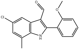 1H-Indole-3-carboxaldehyde,5-chloro-2-(2-methoxyphenyl)-7-methyl-(9CI),590391-19-8,结构式