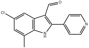 1H-Indole-3-carboxaldehyde,5-chloro-7-methyl-2-(4-pyridinyl)-(9CI),590391-30-3,结构式