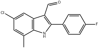 1H-Indole-3-carboxaldehyde,5-chloro-2-(4-fluorophenyl)-7-methyl-(9CI) Structure