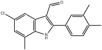 1H-Indole-3-carboxaldehyde,5-chloro-2-(3,4-dimethylphenyl)-7-methyl-(9CI) Structure