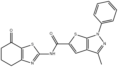 1H-Thieno[2,3-c]pyrazole-5-carboxamide,3-methyl-1-phenyl-N-(4,5,6,7-tetrahydro-7-oxo-2-benzothiazolyl)-(9CI) Structure