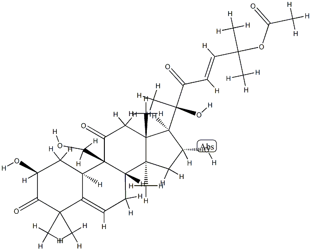 (10α,23E)-25-(アセチルオキシ)-2β,16α,20-トリヒドロキシ-9β-(ヒドロキシメチル)-19-ノルラノスタ-5,23-ジエン-3,11,22-トリオン 化学構造式