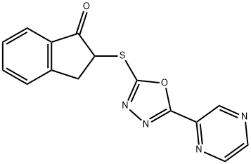1H-Inden-1-one,2,3-dihydro-2-[(5-pyrazinyl-1,3,4-oxadiazol-2-yl)thio]-(9CI) Struktur