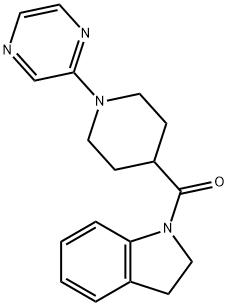 1H-Indole,2,3-dihydro-1-[(1-pyrazinyl-4-piperidinyl)carbonyl]-(9CI) Structure