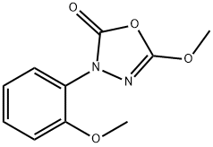 3-(2-メトキシフェニル)-5-メトキシ-2-オキソ-2,3-ジヒドロ-1,3,4-オキサジアゾール 化学構造式