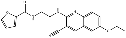2-Furancarboxamide,N-[2-[(3-cyano-6-ethoxy-2-quinolinyl)amino]ethyl]-(9CI) Struktur