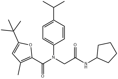 2-Furancarboxamide,N-[2-(cyclopentylamino)-2-oxoethyl]-5-(1,1-dimethylethyl)-3-methyl-N-[4-(1-methylethyl)phenyl]-(9CI) Structure
