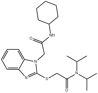 1H-Benzimidazole-1-acetamide,2-[[2-[bis(1-methylethyl)amino]-2-oxoethyl]thio]-N-cyclohexyl-(9CI) Structure