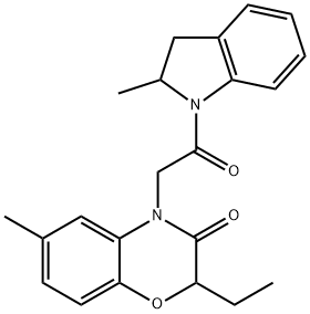 1H-Indole,1-[(2-ethyl-2,3-dihydro-6-methyl-3-oxo-4H-1,4-benzoxazin-4-yl)acetyl]-2,3-dihydro-2-methyl-(9CI) Structure