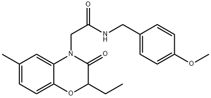 4H-1,4-Benzoxazine-4-acetamide,2-ethyl-2,3-dihydro-N-[(4-methoxyphenyl)methyl]-6-methyl-3-oxo-(9CI) Structure