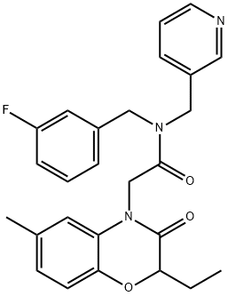 4H-1,4-Benzoxazine-4-acetamide,2-ethyl-N-[(3-fluorophenyl)methyl]-2,3-dihydro-6-methyl-3-oxo-N-(3-pyridinylmethyl)-(9CI),606120-47-2,结构式