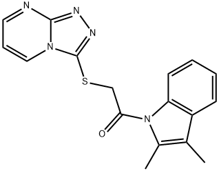 1H-Indole,2,3-dimethyl-1-[(1,2,4-triazolo[4,3-a]pyrimidin-3-ylthio)acetyl]-(9CI) 化学構造式
