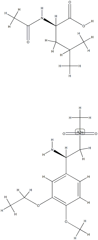 (R)-1-(3-ethoxy-4-methoxyphenyl)-2-(methylsulfonyl)ethanamine (R)-2-acetamido-4-methylpentanoate Struktur
