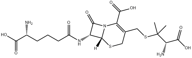 (6R)-3-[[[(S)-2-Amino-2-carboxy-1,1-dimethylethyl]thio]methyl]-7α-[[(R)-5-amino-5-carboxy-1-oxopentyl]amino]-8-oxo-5-thia-1-azabicyclo[4.2.0]oct-2-ene-2-carboxylic acid Struktur