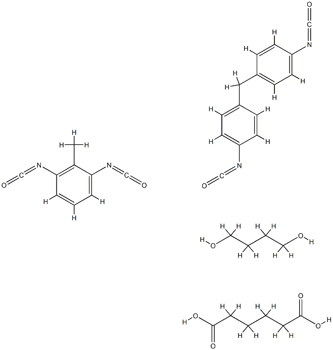 己二酸与1,4-丁二醇、1,3-二异氰酸根合甲基苯和1,1'-亚甲基双[4-异氰酸根合苯]的聚合物 结构式