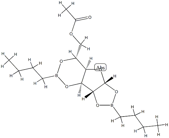 D-glucofuranose cyclic 1,2-3,5 bis(butylboronate)-6-acetate 结构式
