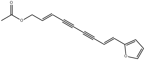 (2E,8E)-9-(2-フラニル)-2,8-ノナジエン-4,6-ジイン-1-オールアセタート 化学構造式