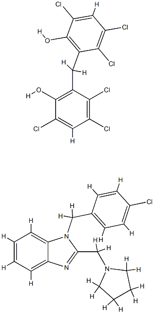 2,2'-methylenebis[3,4,6-trichlorophenol], compound with 1-(4-chlorobenzyl)-2-(1-pyrrolidinylmethyl)-1H-benzimidazole (1:1) Structure