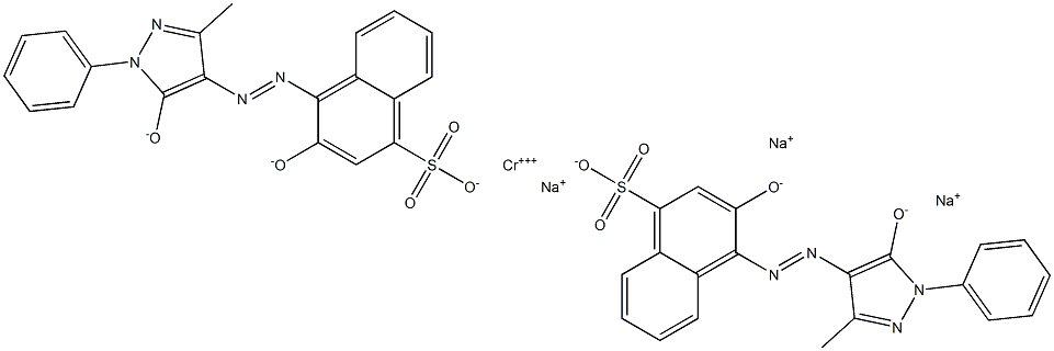 trisodium bis[4-[(4,5-dihydro-3-methyl-5-oxo-1-phenyl-1H-pyrazol-4-yl)azo]-3-hydroxynaphthalene-1-sulphonato(3-)]chromate(3-) Struktur